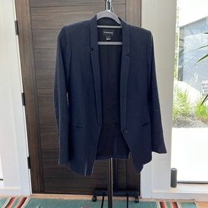 Navy Club Monaco Boyfriend Blazer - Wool and Linen Blend